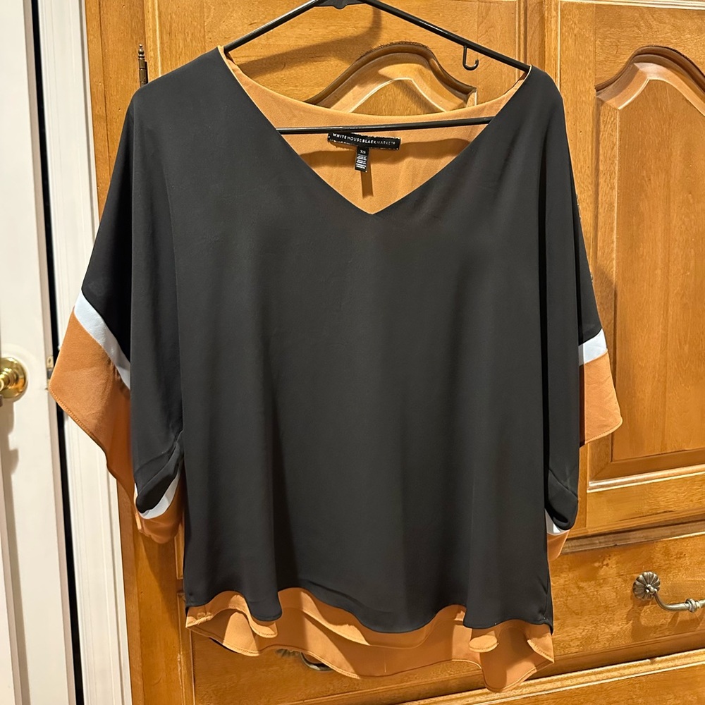 White House Black Market Black Dolman Sleeve Blouse